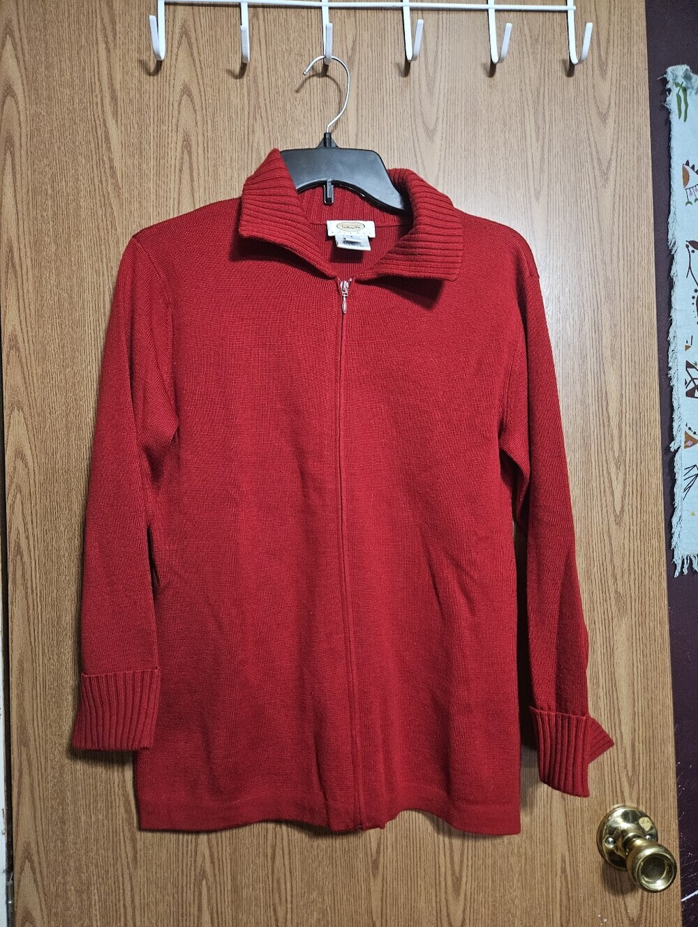 Vintage Talbots Red Full Zip 100% Wool Sweater Size Small Petite!